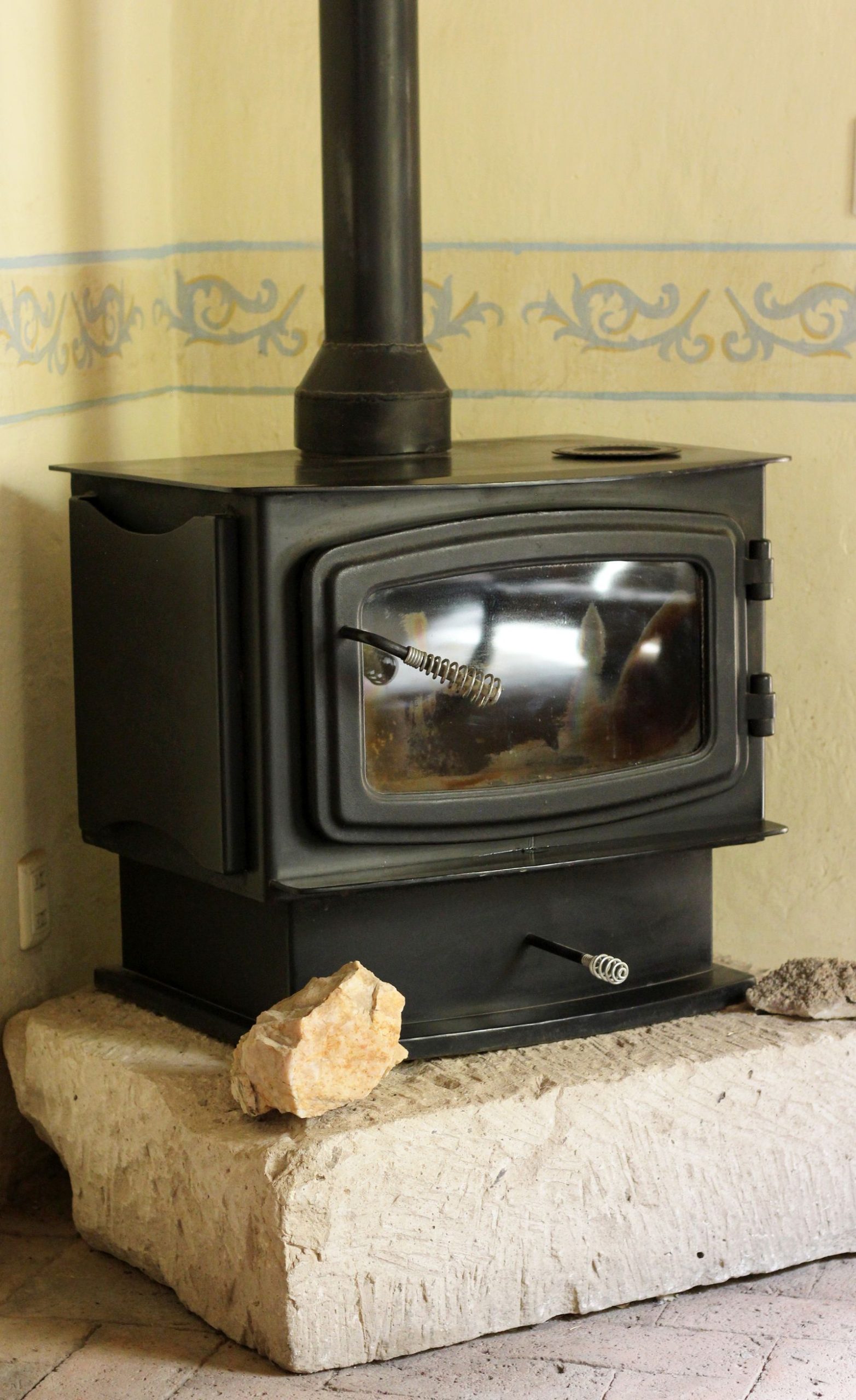 Small wood-burning stove in a comfortable home