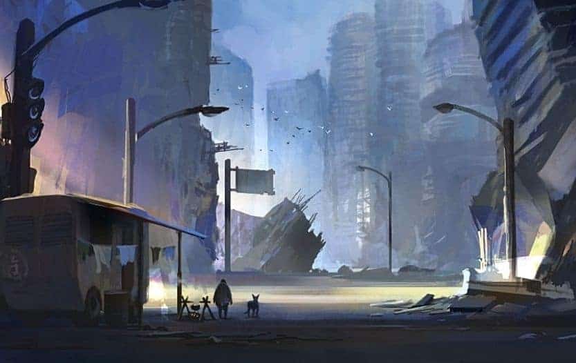 Quiet city street after a major disruption
