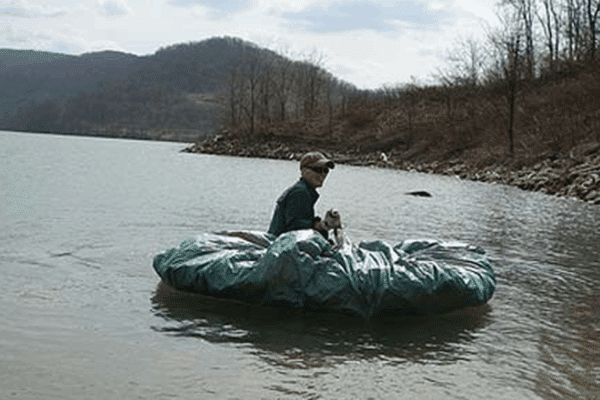 survival hack tarp folded together can make a raft