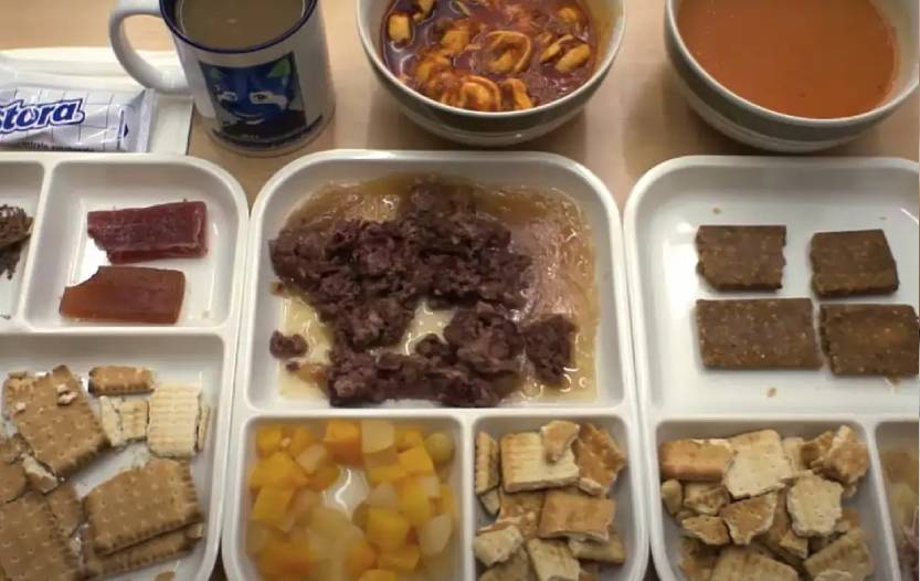MREs prepared in plates and bowls