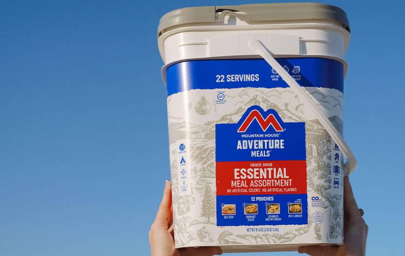 bucket of 12 meals for mountain house freeze dried emergency food