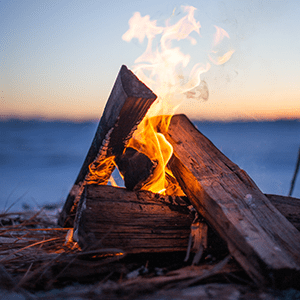 survival campfire with bushcraft skills